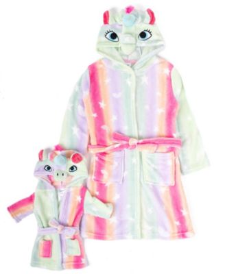 Big Girls 6-14 Matching Doll Fleece Hooded Robe