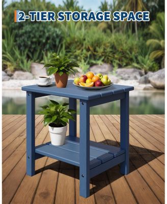 TrailBlaze 18 X 15 in Adirondack Square Outdoor Side Table,2-Tier Storage Patio Side Table