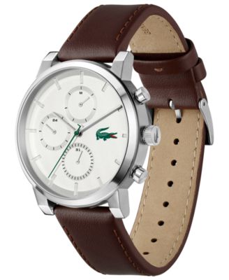 Men's Replay Brown Leather Strap Watch, 43mm