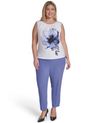 Plus Size Printed Pleated Camisole Top