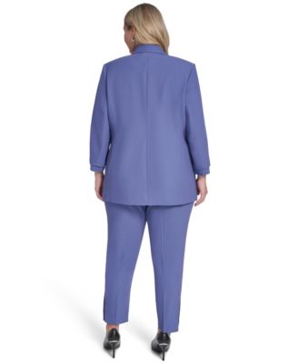 Plus Size Open Front Notch Collar Jacket