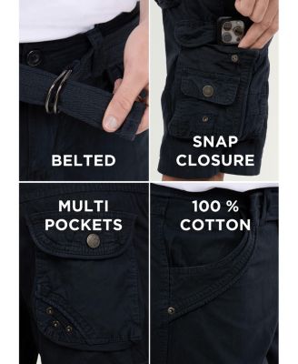 Mens Cargo Shorts Camo & Solid Colors 12.5" Inseam Knee Length Classic Fit Multi Pocket