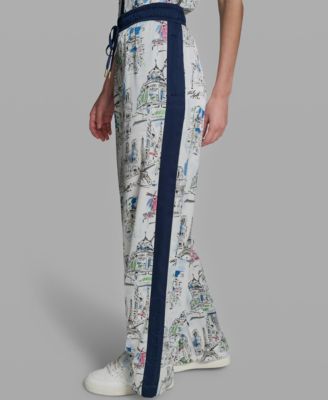 Women's Mid-Rise Wide-Leg Printed Pants, Regular & Petite