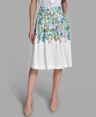 Women's Pleated Placed Printed Skirt