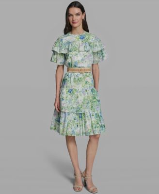 Women's Short-Sleeve Crewneck Printed Dress