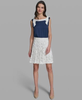 Women's Laced Pleated Midi Skirt