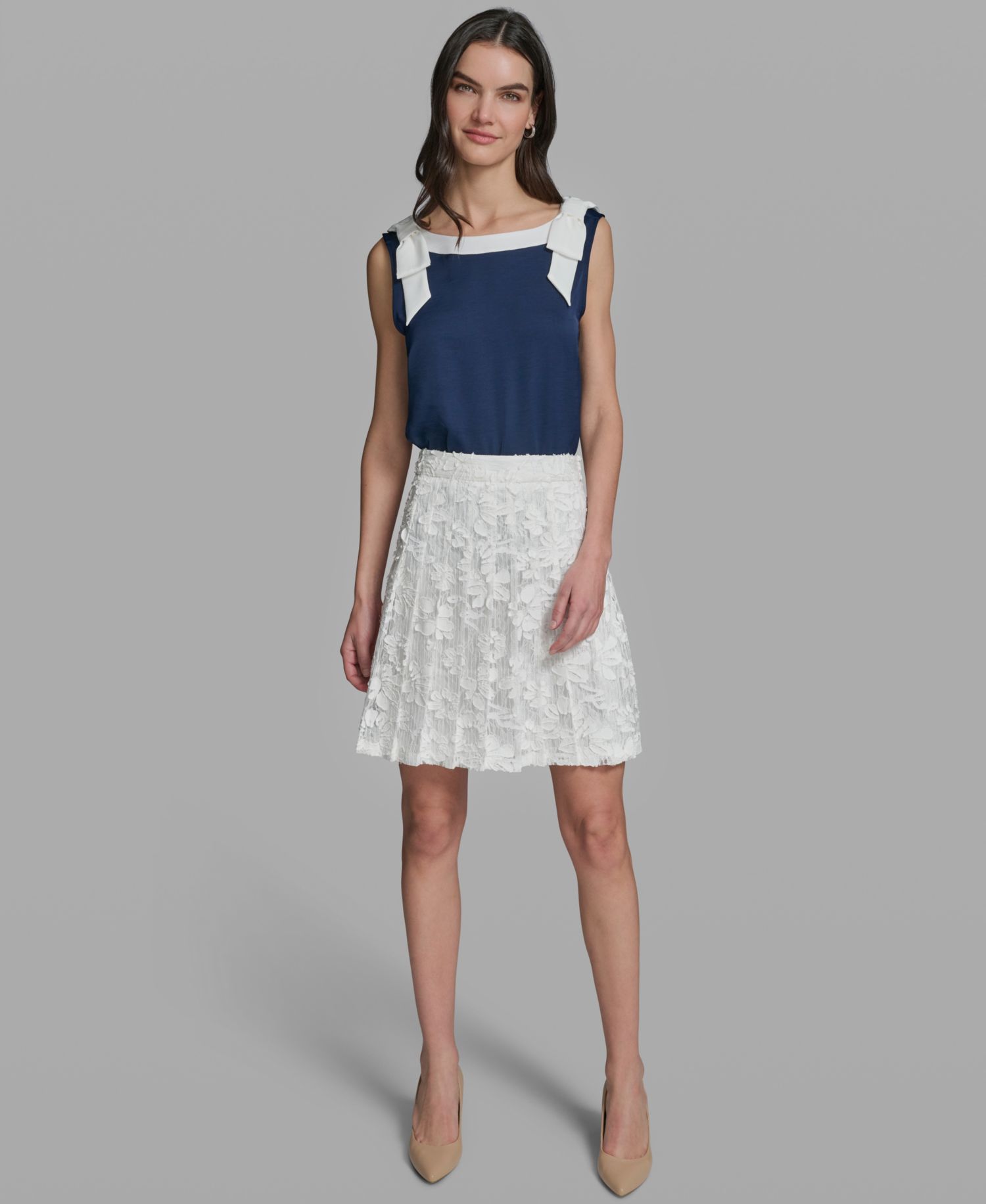 Women's Laced Pleated Midi Skirt