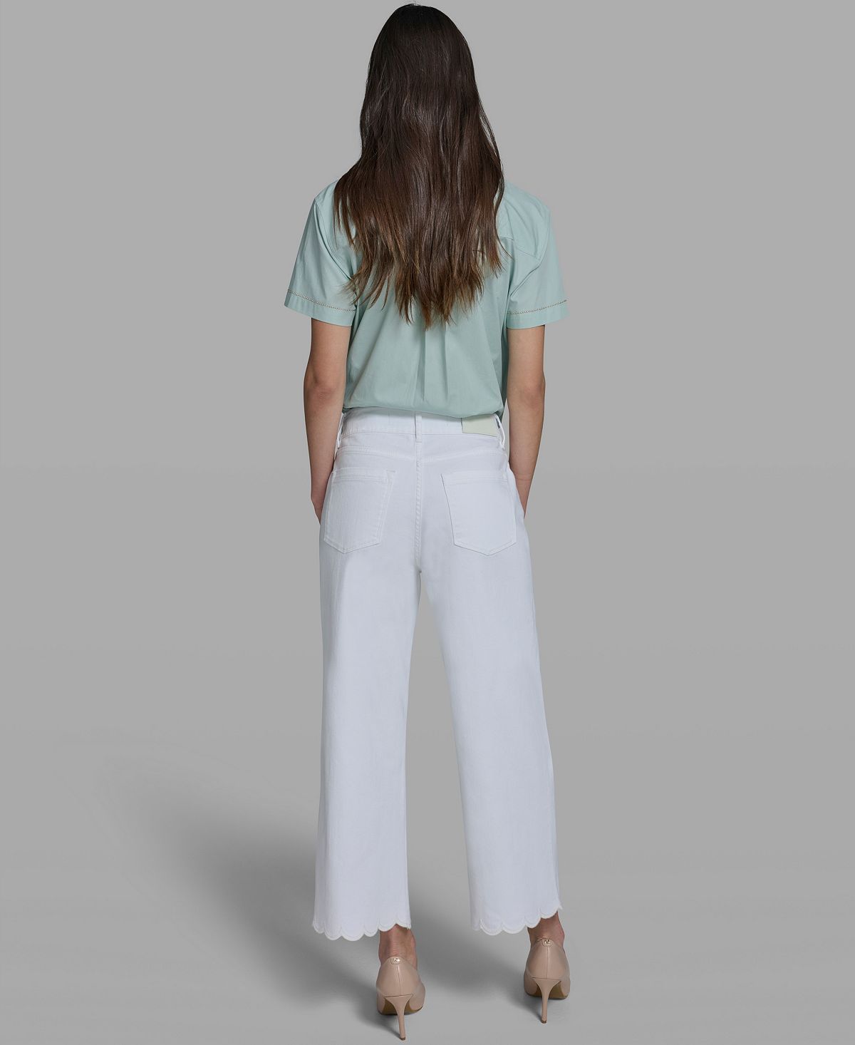 KARL LAGERFELD PARIS Women's Mid-Rise Scalloped Hem Jeans view 5 — MAYCSS fashion products