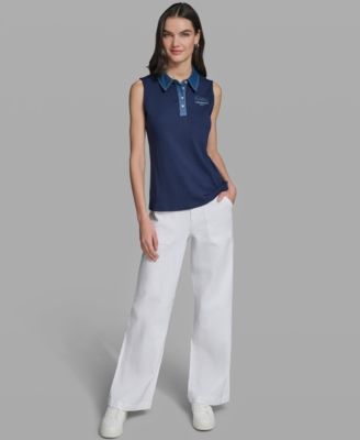 Women's Sleeveless Collared Polo Tank Top