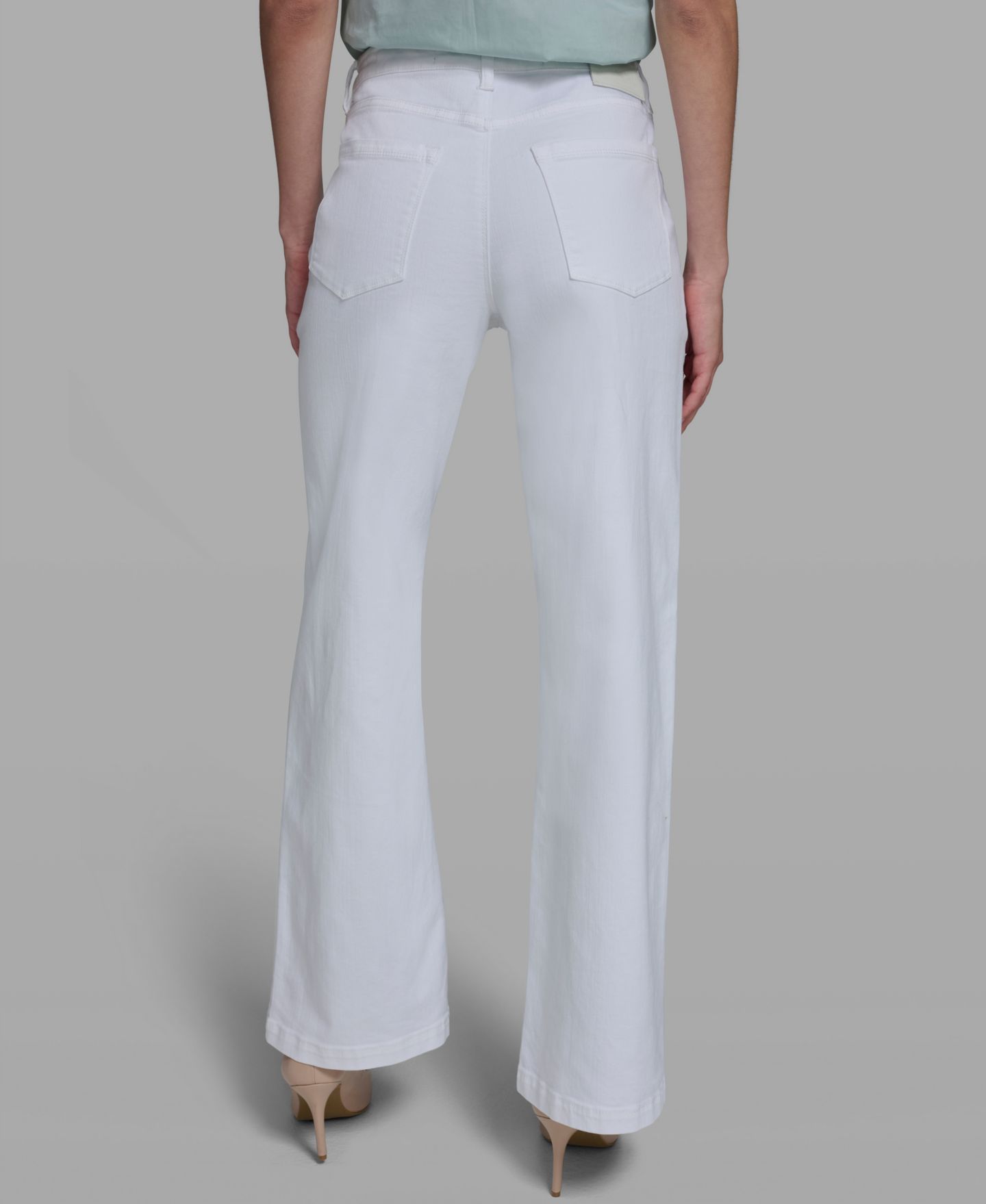 Женские джинсы KARL LAGERFELD PARIS Wide-Leg Mid-Rise Front Pocket, цвет: Белый джинсовый — фото 6