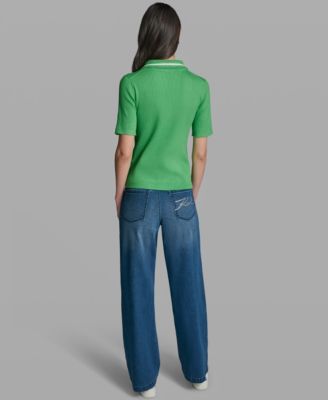 Women's Short-Sleeve Collared Sweater