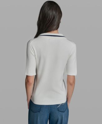 Women's Short-Sleeve Collared Sweater