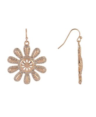 Sunburt Drop Earrings with Pave Stone Accents