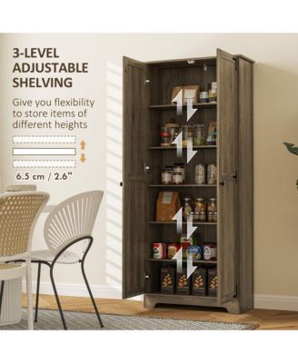72" Farmhouse Pantry Cabinet, Tall Storage Cabinet, Distressed