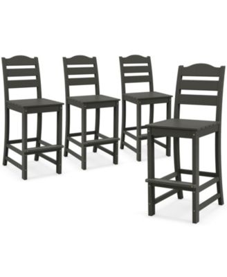 Outdoor 4pcs HDPE Bar Stool Patio Tall Chair Backrest Footrest All Weather