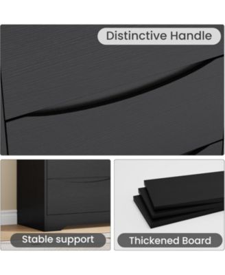 6 Drawer Tall Wood Dresser, Modern Storage Chest with Wide Top for Bedroom