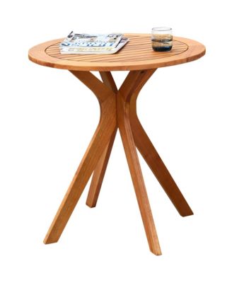 27'' Outdoor Round Table Solid Wood Coffee Side Bistro Table