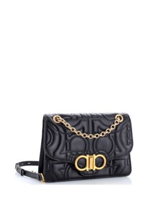 Medium Gancini Turnlock Flap Bag Gancini Quilted Leather