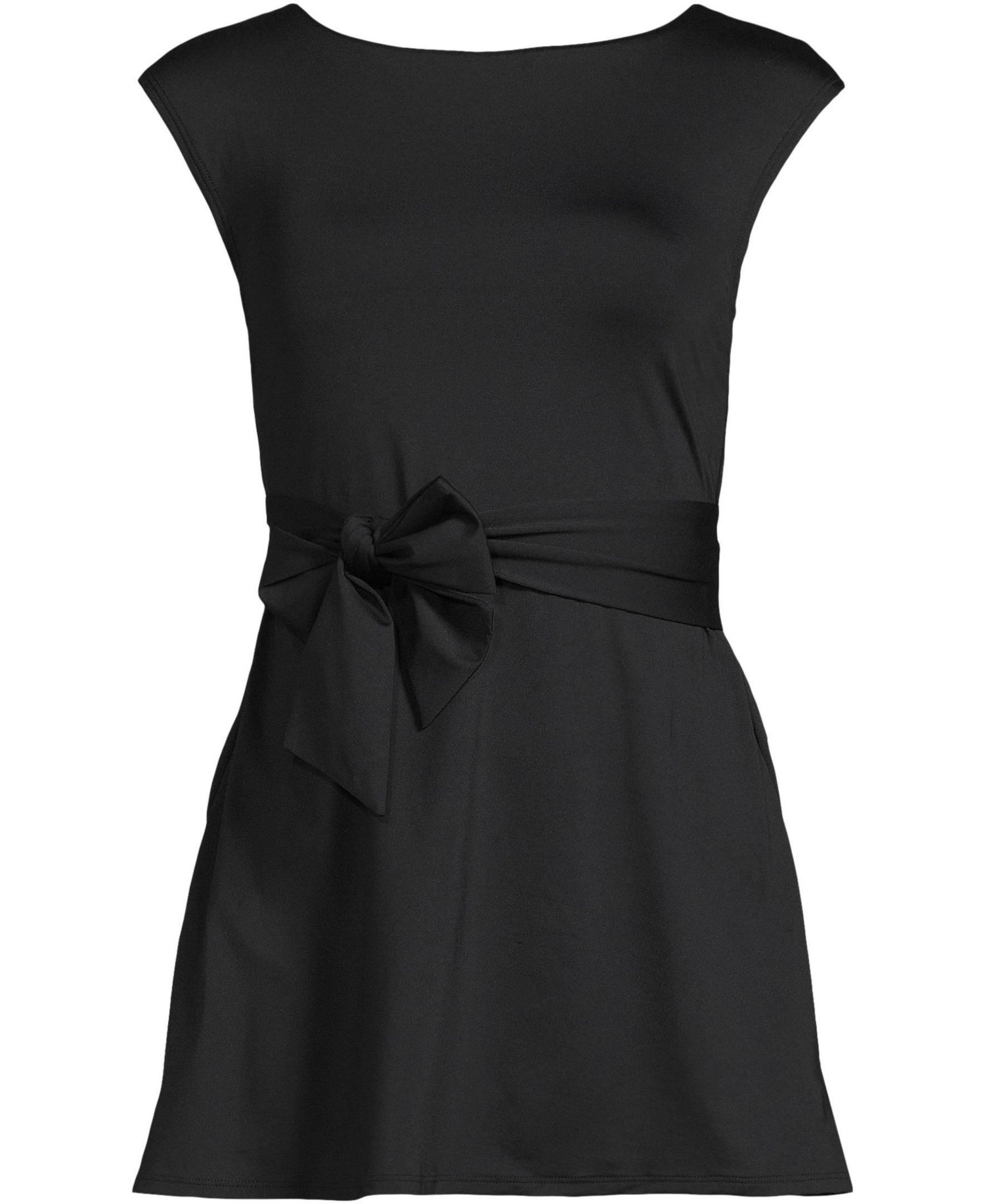 Women's Cap Sleeve Tie Belt Mini Swim Dress