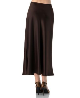 Women's Solid Satin Midi Skirt