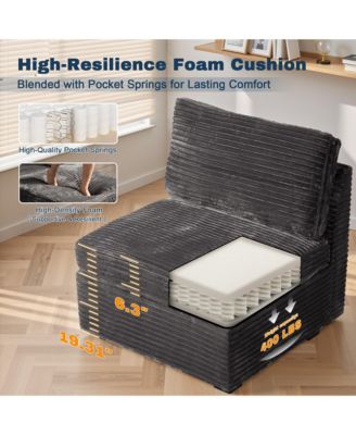 Modular Sectional Sofa Middle Seat Module, 32.7" Middle Seat for DIY Combination L U V Shaped, Plush Corduroy Loveseat Chair for Living Room