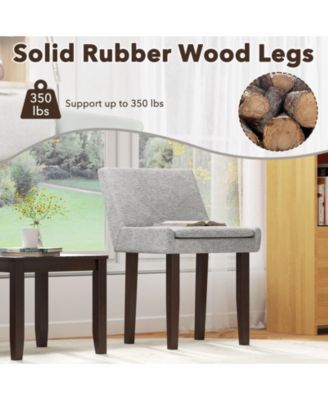 Modern Dining Chair Set of 4 w/ Mid Back and Cushioned Seat Solid Wood Legs