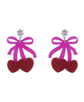 Bow and Cherry Drop Earrings