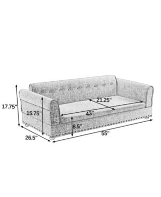 Oversized Pet Sofa, Modern Linen Fabric Elevated Dog Bed with Backrest & Armrest for Large Dogs