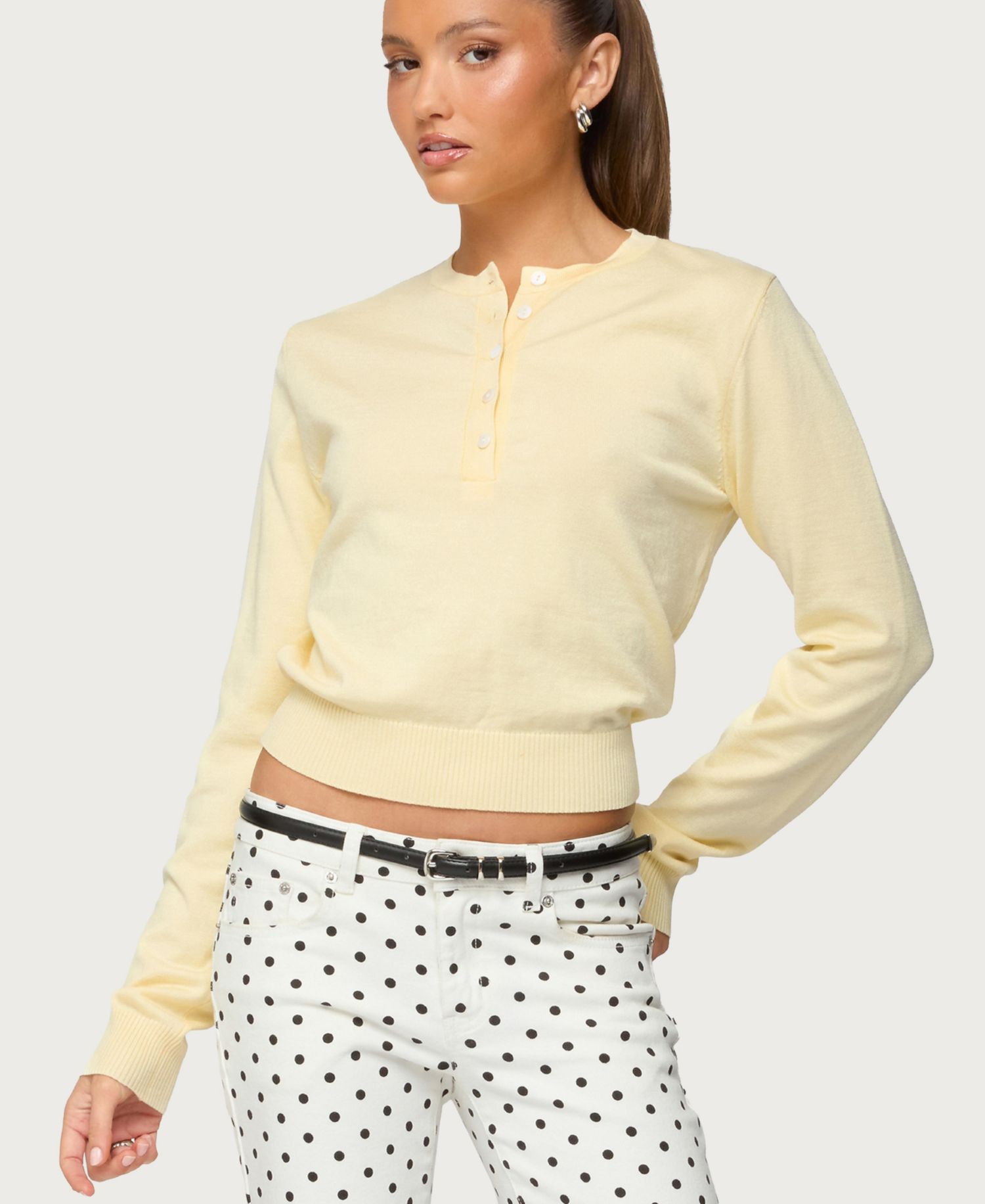 Women's Yolana Henley Light Knit Sweater