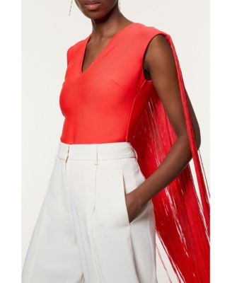 Women's Bandage Knit Long Tassel Cape Top