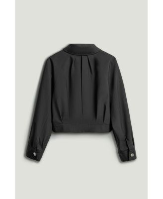 Women's Buckle Detail Cropped Zip Jacket