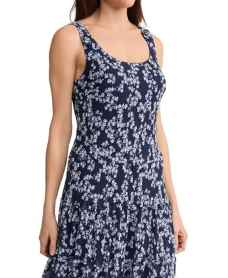 Petite Multi-Tier Yoryu Printed Scoop Neck Maxi Dress