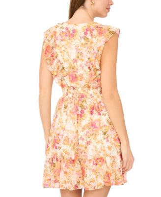 Women's V-Neck Smocked Waist Mini Dress