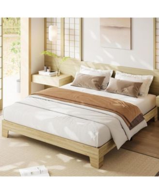 Bed Frame, Wooden Platform Bed Frame, Minimalist Bed with Wood Slats Support, Underbed Space for Storage, No Box Spring Required, Noise-Free
