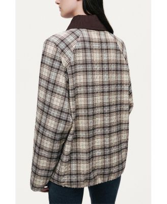Women's Checked Contrast Collar Jacket