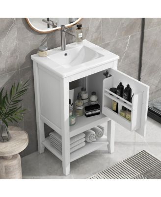 20'' Bathroom Vanity with Sink, Modern Solid Wood Cabinet, Soft Close Door & Open Shelf for Small Spaces
