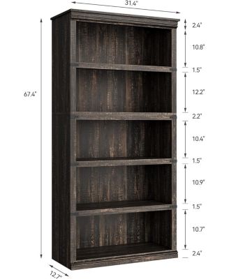 Tier Farmhouse Bookcase 67.4" Tall Wooden Storage Shelf for Home Office