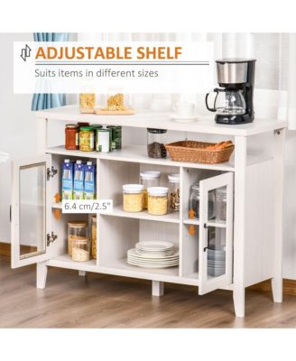 Retro Style Storage Sideboard with 3 Open Shelf Spaces and Framed Doors