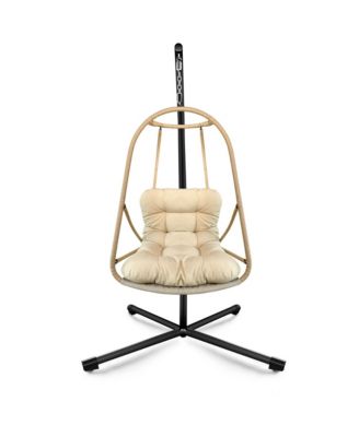 Swing Egg Chair with Stand Indoor Outdoor Wicker Rattan Patio Basket Hanging Chair