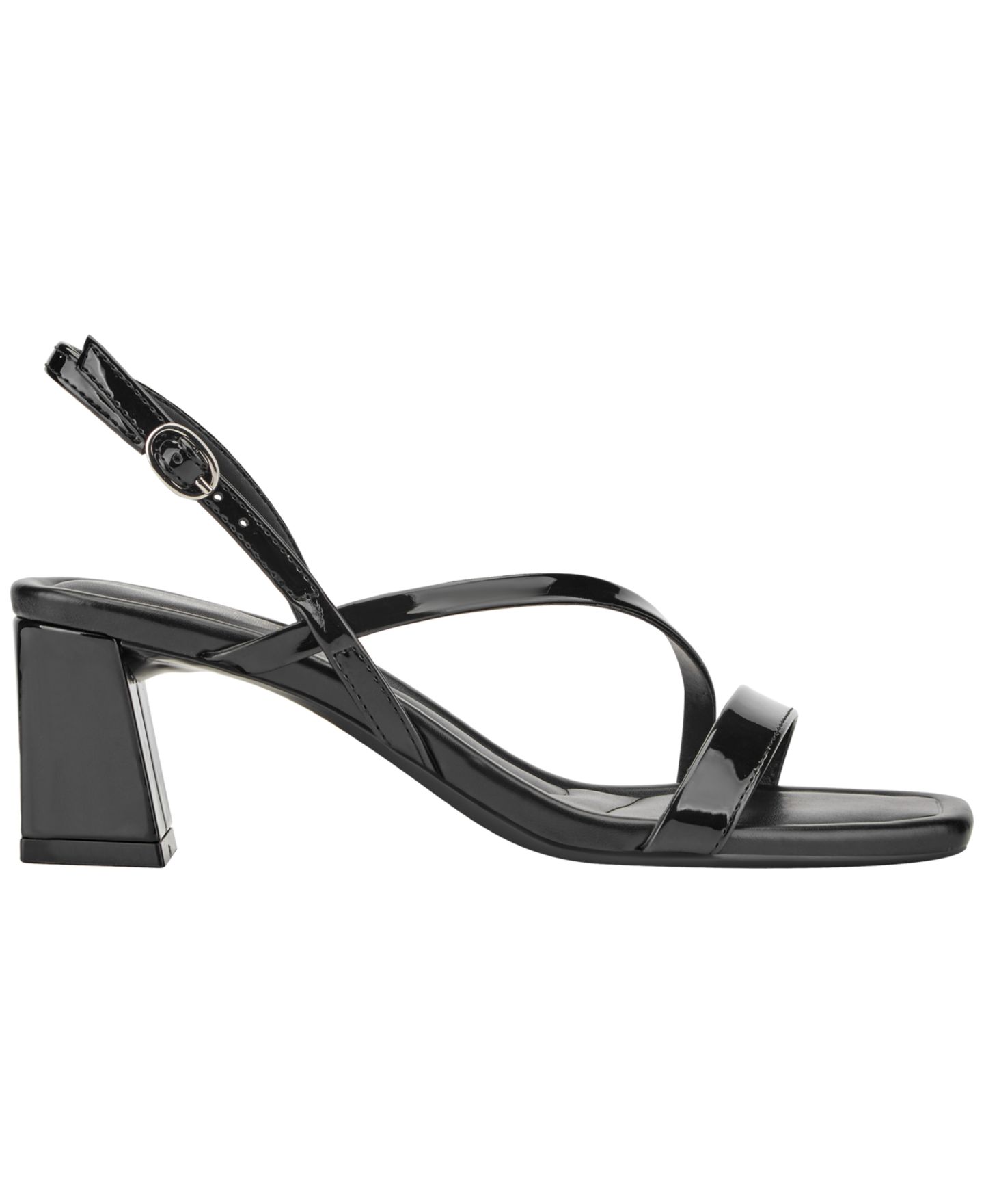 Женские сандалии Marc Fisher Gizia Strappy Block Heel Dress Sandals, цвет: Чёрный лаковый — фото 2