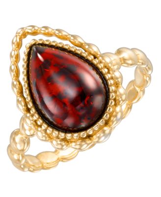 Amber Teardrop Ring (1.4 ct. t.w.) in 18k Gold Over Sterling Silver