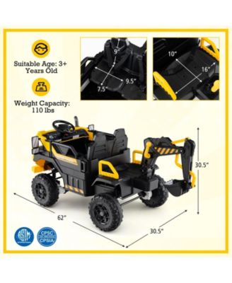 24V Ride On Excavator 4WD 2-Seater with Remote Control and Digging Arm