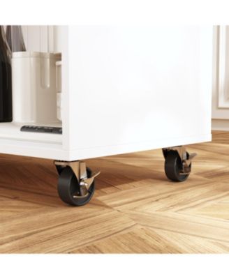 Kitchen Cart with 2-Drawer 2-Door, Internal Storage Racks, Rolling Island with Cabinet