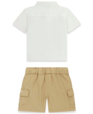 Baby Boys' Short-Sleeve Poplin Shirt and Cargo Shorts, 2-Piece Set