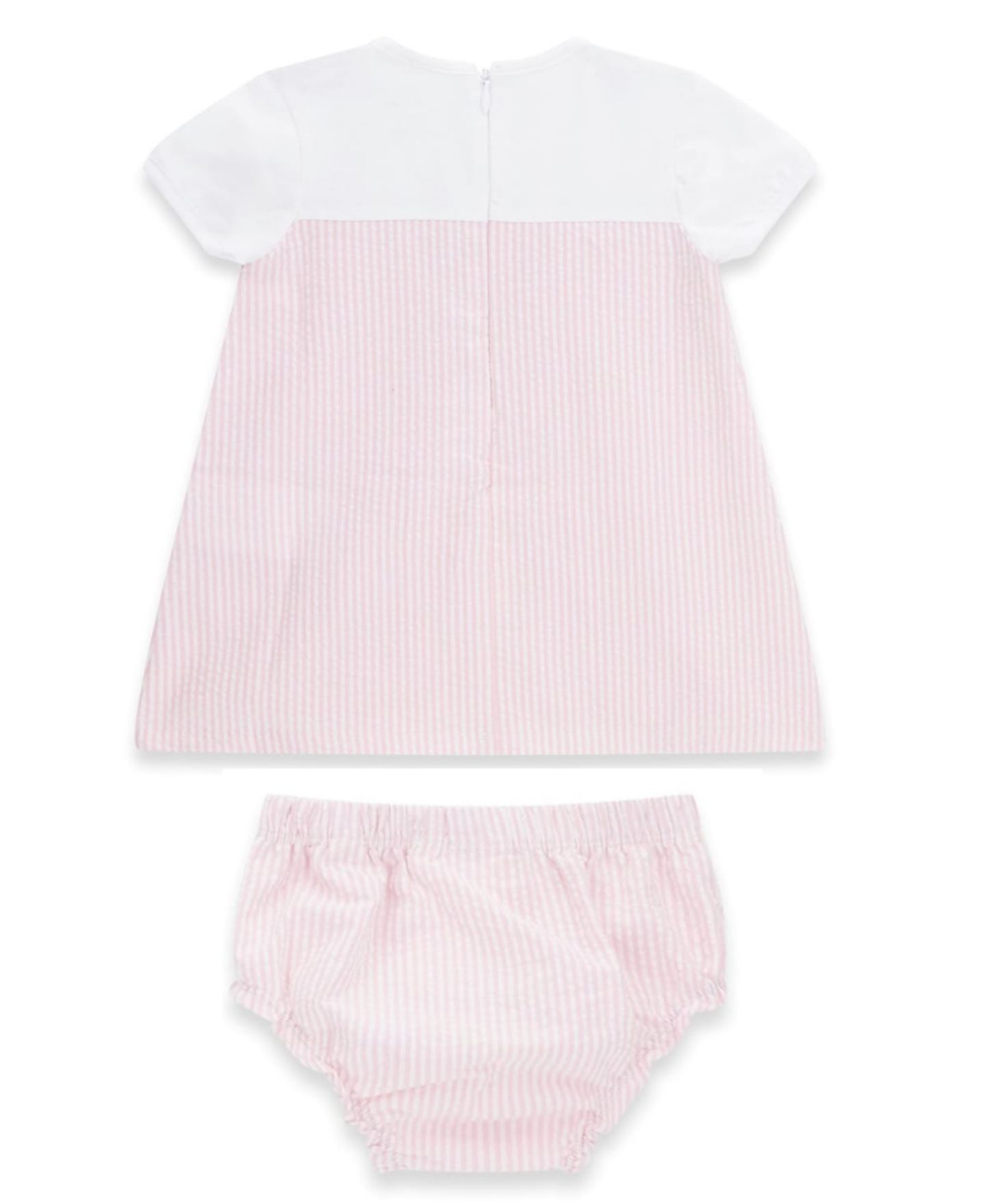 Платье GUESS Mixed Fabric Dress and Matching Bloomer для девочек-малышей, цвет: Белый / Розовый — фото 2