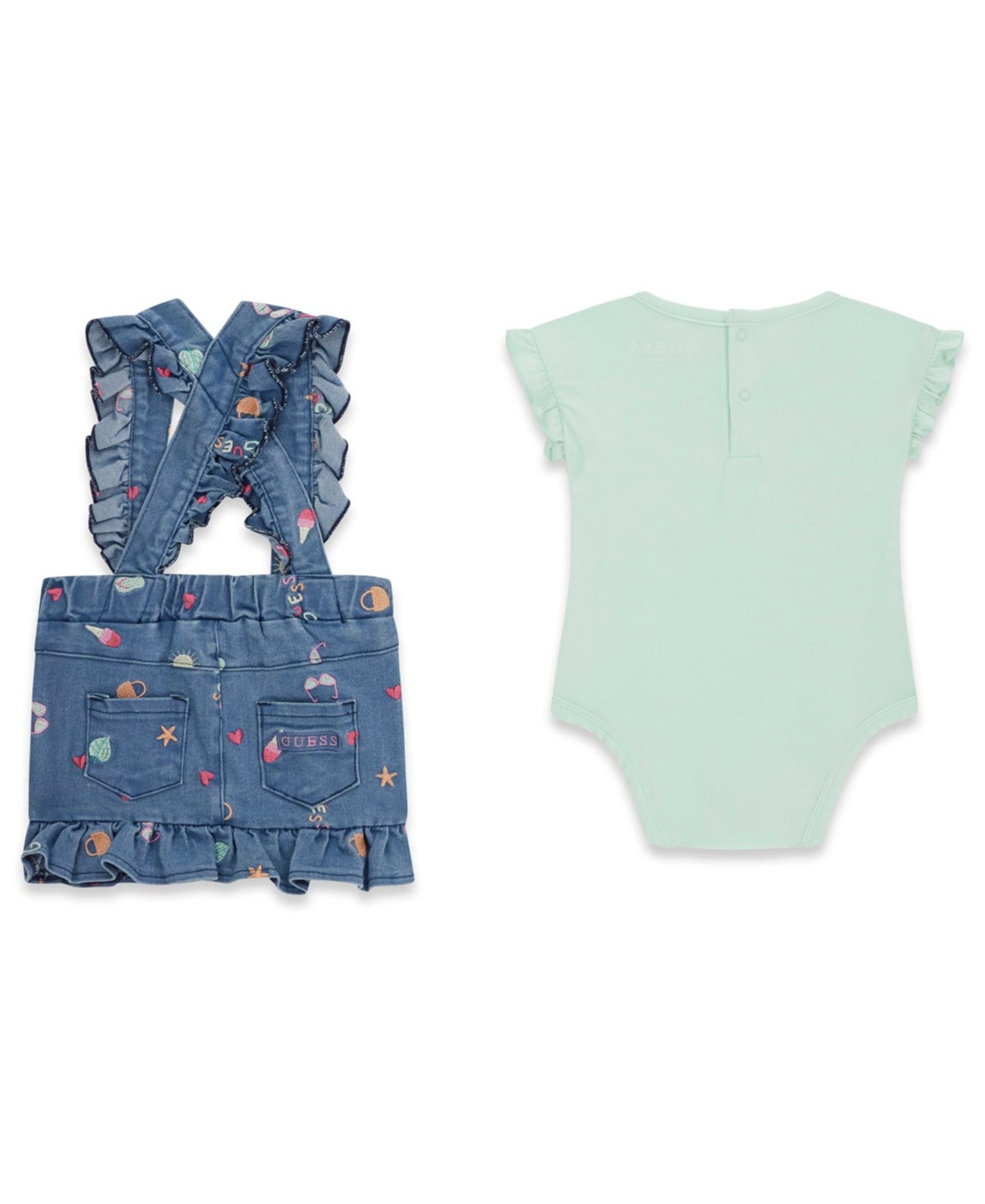 Baby Girls' Short-Sleeve Bodysuit and Stretch Denim Skirtall, 2-Piece Set