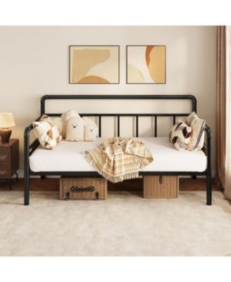 Daybed with Classic Headboard,Metal Bed Frame Heavy Duty Steel Slats Support,Sofa BedFrame for Living Room, Guest RoomNoise Free
