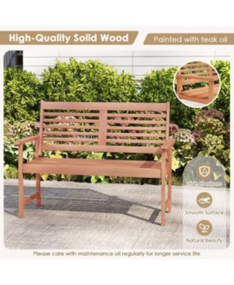 Outdoor 2-Seat Wood Loveseat with Slatted Seat Design