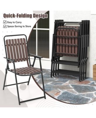 4 pcs Patio Folding Chairs Portable Outdoor Dining Chairs w/ PP Seat & Back