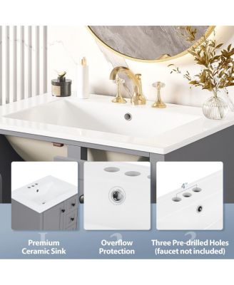 24"  Bathroom Vanity with Sink, Modern Multi-Drawer Storage with Soft Close, Easy Assembly for Small Spaces-Sillysis